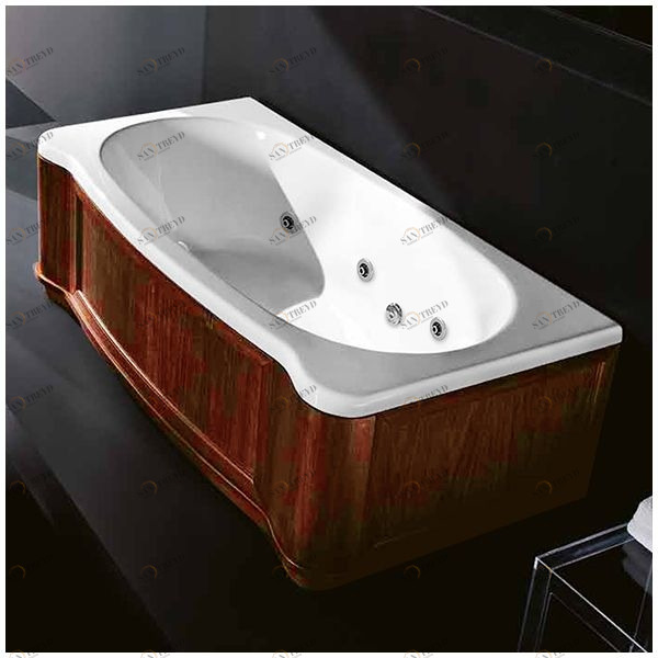 Ванна Gruppo treesse New Classic Young STX-V674B-SX-WO белая с гидромассажем и дезинфекцией прямоугольная левая деревянная панель орех STXV674BSXWO