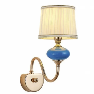 Бра металлическое с абажуром Lumien Hall Макей 1031/1W-GD-PBL-WT LUMIEN HALL МАКЕЙ 00-3929730 Белый;синий