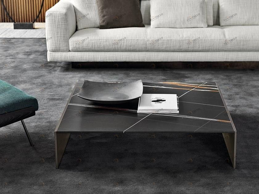 Minotti Низкий квадратный мраморный журнальный столик Linha sun-id-1349096