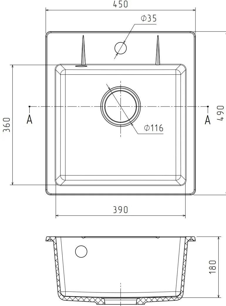 Кухонная мойка 242 GRANFEST URBAN - Вид №2