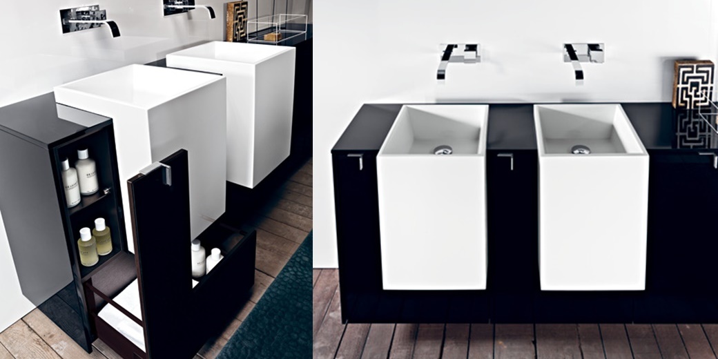 Комбинация ванной комнаты PV03 в отделке Prop 49  Mineralmarmo/ L22 Nero MILLDUE PIVOT PIVOT03 - Вид №2