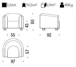 Кресло из ткани с подлокотниками Deco futura Santreyd sun-id-1396124 - Вид №1