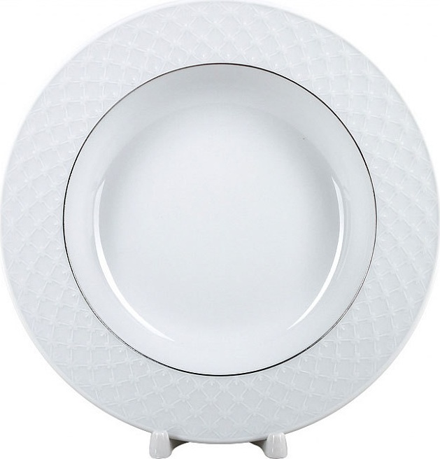 10606552 Императорский фарфоровый завод Тарелка глубокая 22,5см "Сетка Омега"(плат.отводка) "Европейская-2" Твёрдый фарфор 