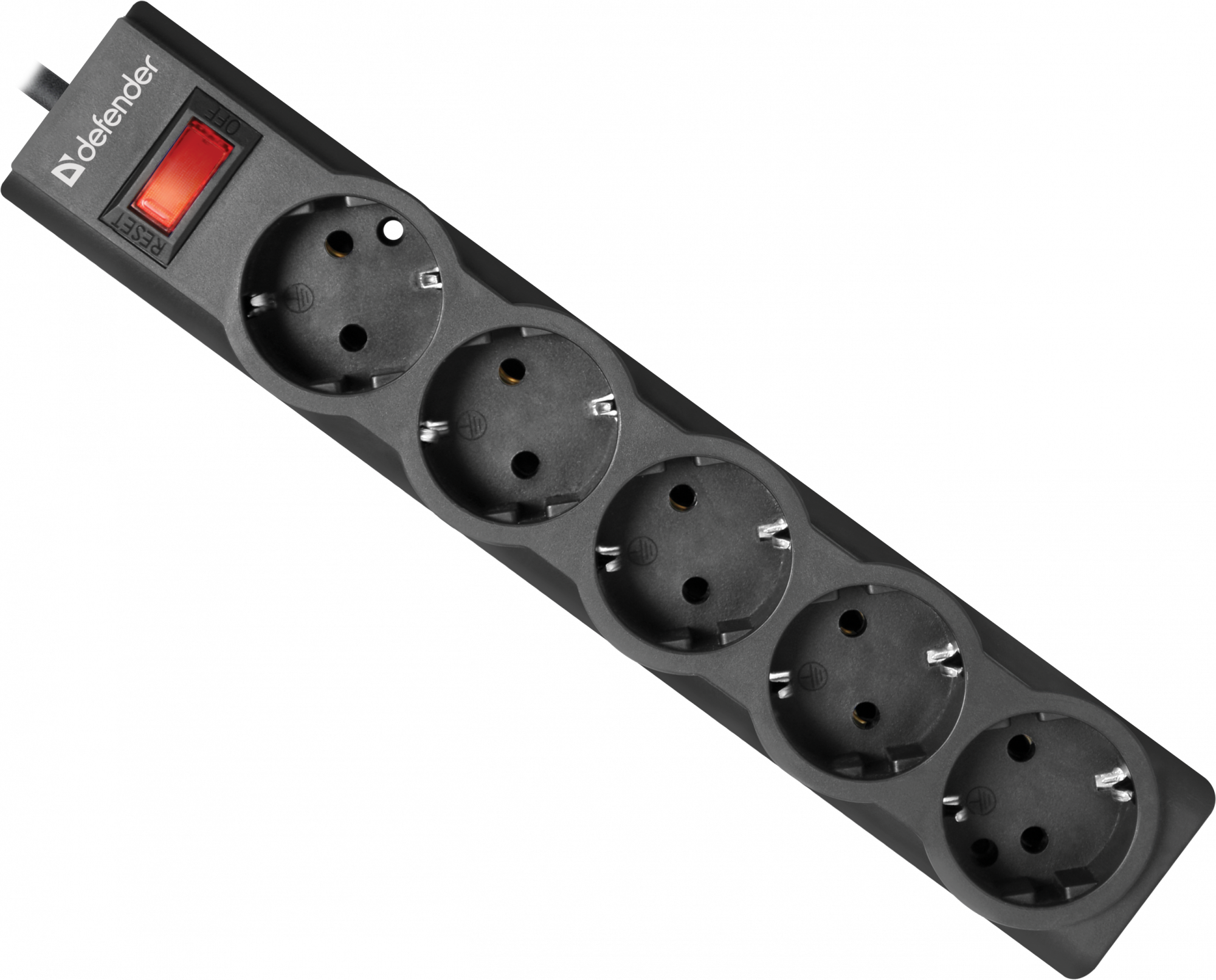 99499 Сетевой фильтр es largo 5,0 м, черный, 5 розеток (пакет) Defender Santreyd 