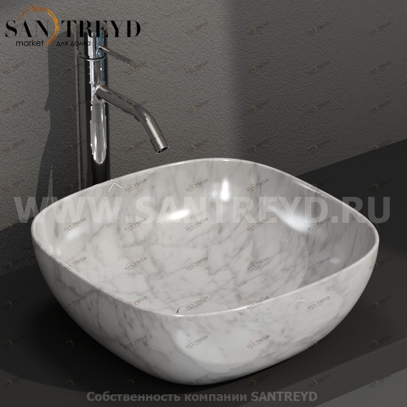 B6Q43MC Накладная раковина на столешницу  квадратная Ceramica Globo T-EDGE