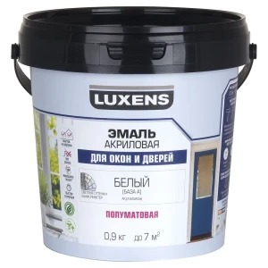 Эмаль LUXENS для окон и дверей белая полуматовая 0.9 кг 89345656