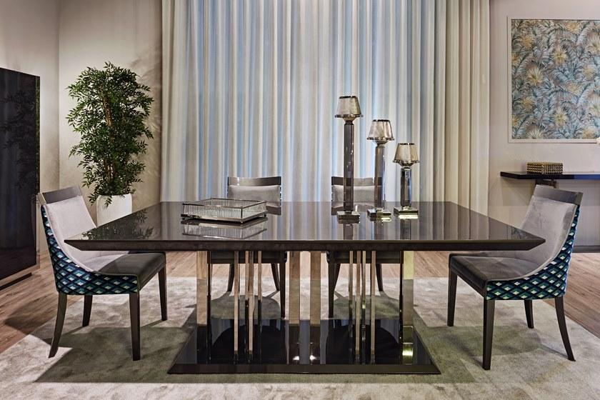 Stylish Club Лакированный обеденный стол из нержавеющей стали и дерева Empire Scf.e11 - Вид №3