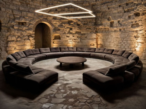 Тканевый изогнутый модульный диван