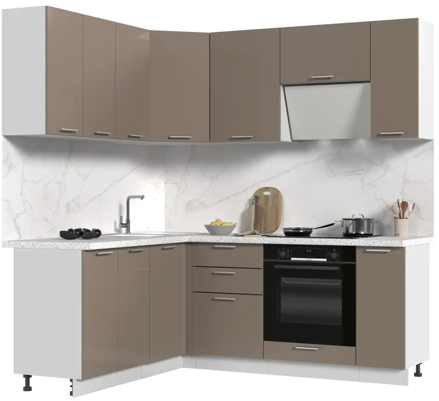 91608021 Кухонный гарнитур Стендмебель КсенияКГ170-200БКМ 200x217x60 см ЛДСП цвет капучино STLM-0886215