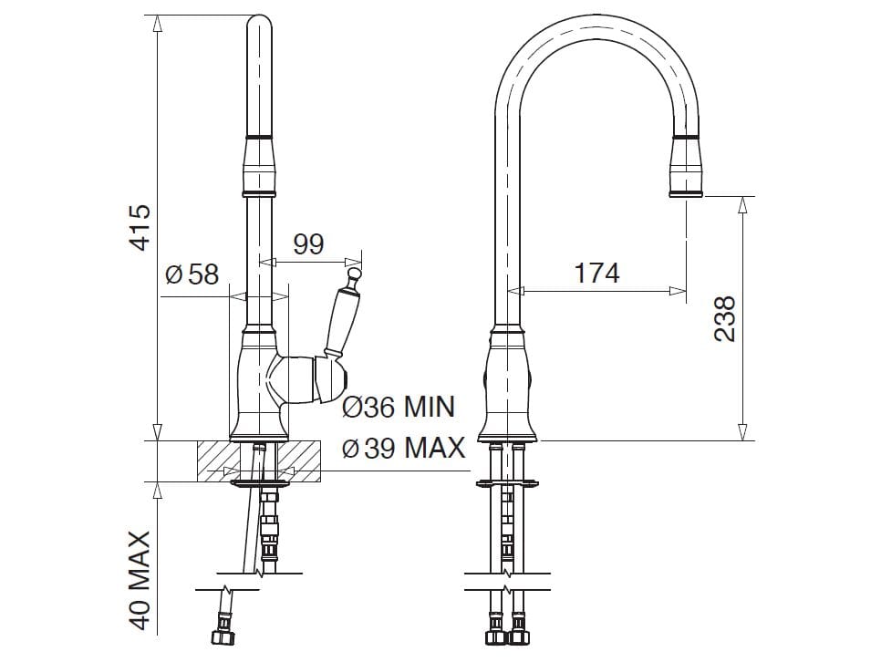 Однорычажный кухонный смеситель со съемным ручным душем и поворотным изливом Gaia Mobili Complements ARCH-00114031 - Вид №2