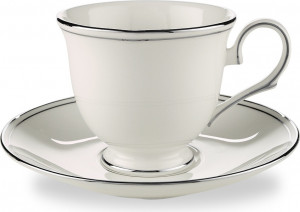 10667304 Lenox Набор из 2 чашек чайных с блюдцами Lenox "Федеральный,платиновый кант" 180мл Фарфор костяной