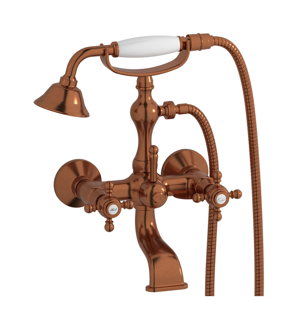 Настенный смеситель для ванной в комплекте с душевым гарнитуром WE ARE IB hr250rr Antique Copper Hermes