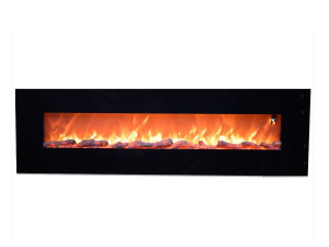 Настенный электрический стальной и стеклянный камин