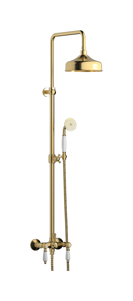 Душевая колонна с термостатом в комплекте с душевым гарнитуром. WE ARE IB hl800os_2 Brushed Gold Indoor Shower