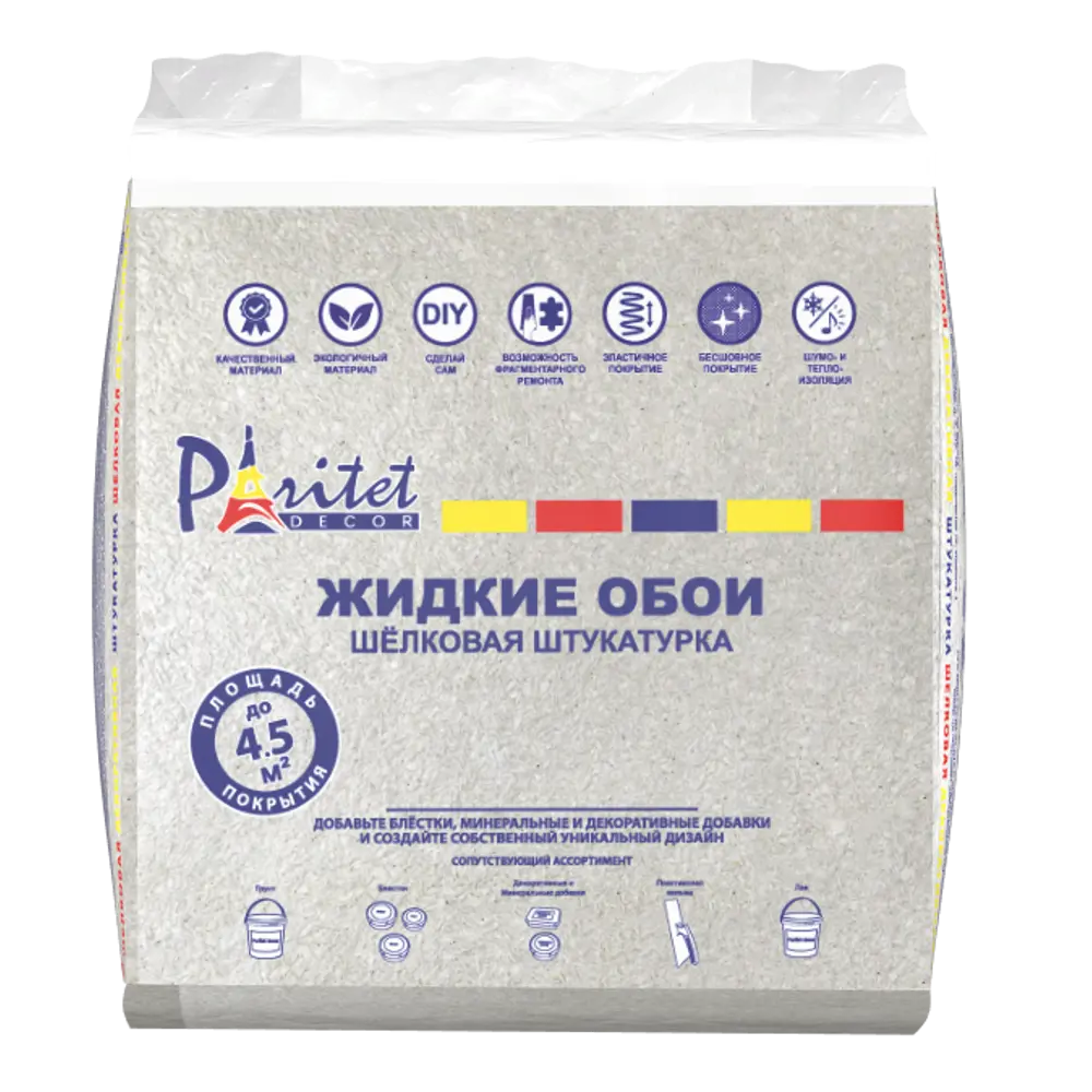 Жидкие обои Paritet Текстурное покрытие 19 0.9 кг цвет светло-серый STLM-2199166 - Вид №1