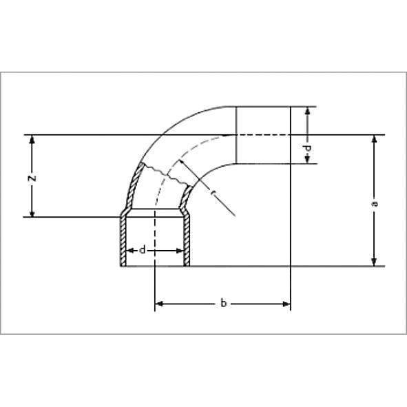 15001A12 SANHA 5001A отвод 90° ВП-НП, медь 12 мм  - Вид №1