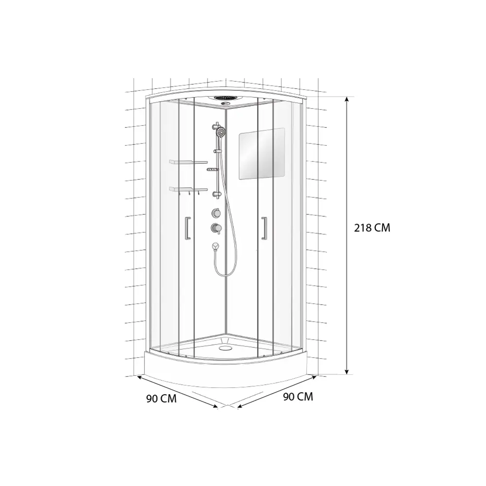 Душевая кабина Мари 1/4 низкий поддон 90x90 см Santreyd STLM-2009229 - Вид №13