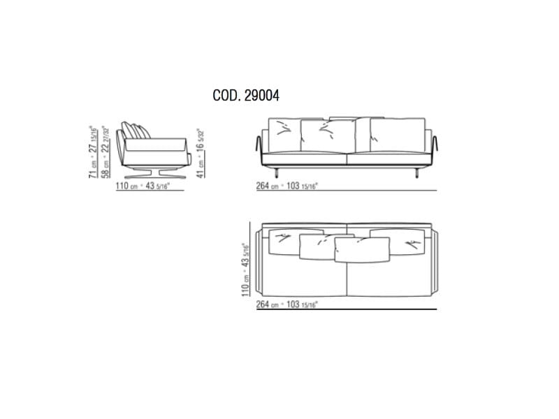 Диван из ткани и кожи Flexform Bretton ARCH-00067619 - Вид №5
