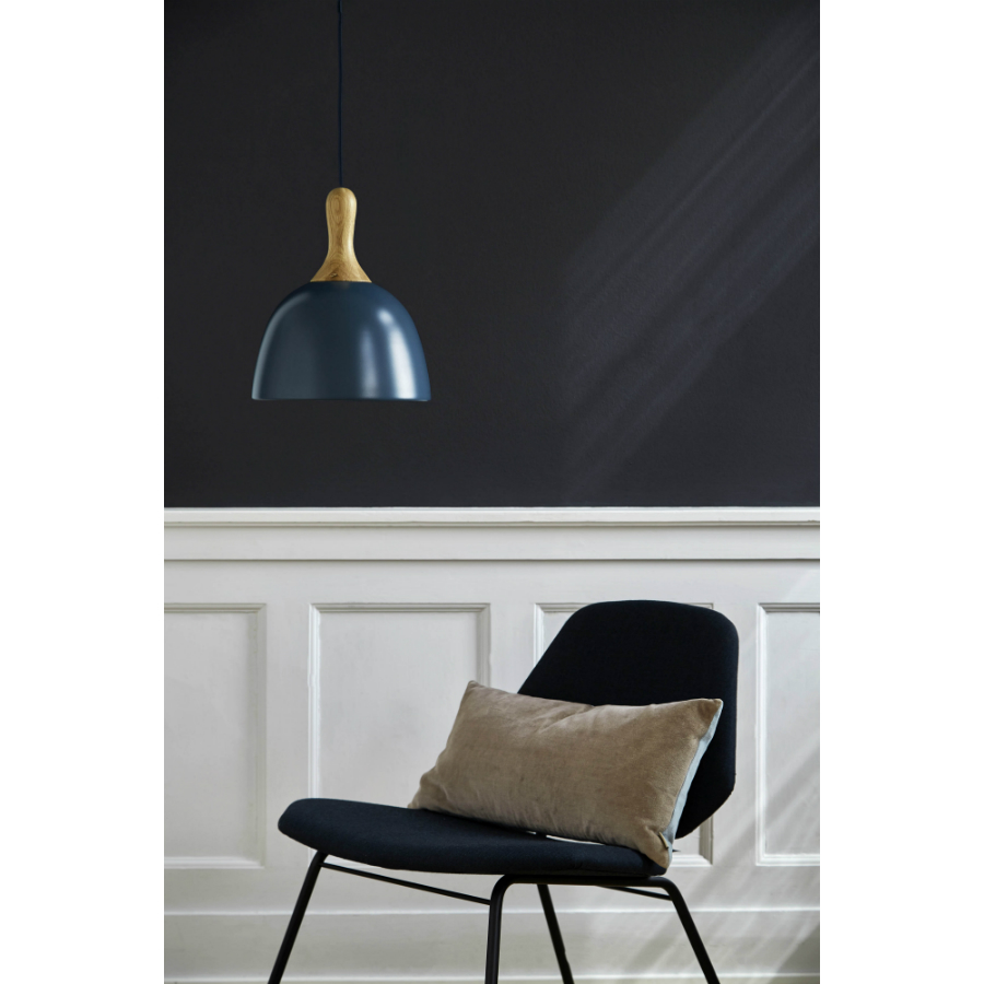 Лампа подвесная Topp, D28 см, синяя матовая/дуб Frandsen 1546304001 - Вид №1