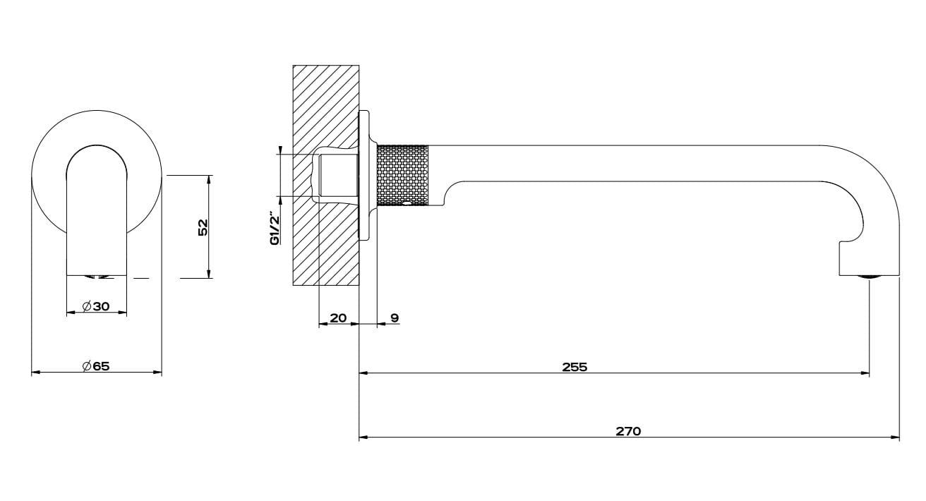 Настенный латунный дозирующий носик для умывальника Gessi гравированный ARCH-00000559 - Вид №1