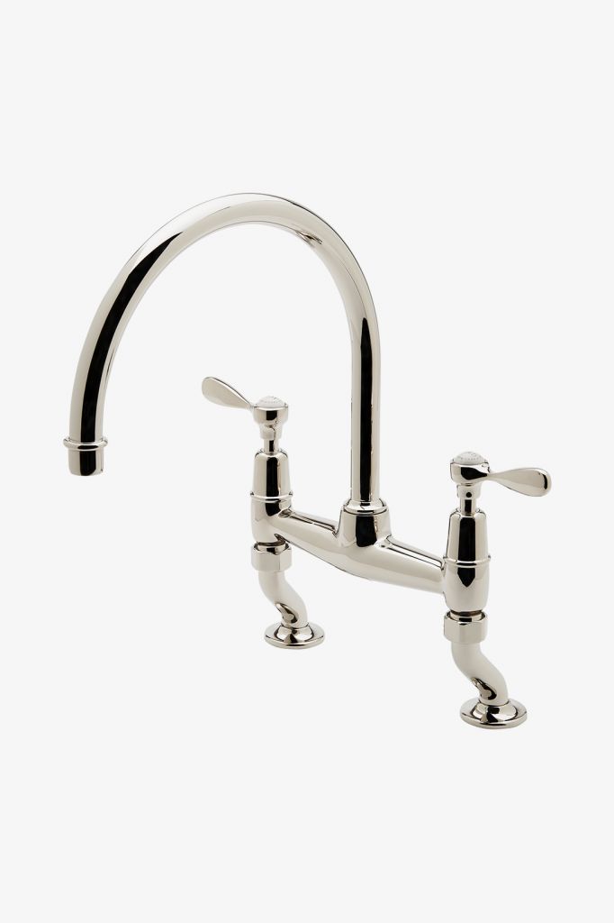 EAKM02 Faucet кухни Gooseneck моста с двумя отверстиями Easton классический, ручки рычага металла Waterworks 