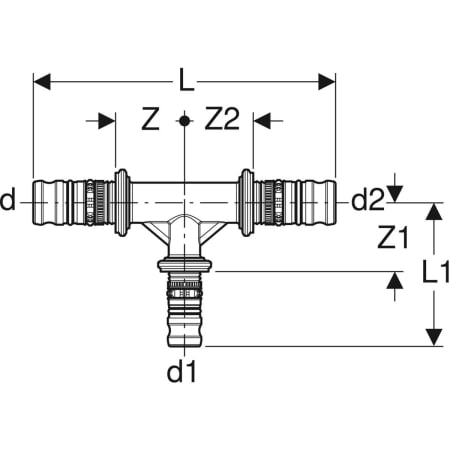 612.311.00.5 Тройник переходной Geberit Mepla Geberit  - Вид №2