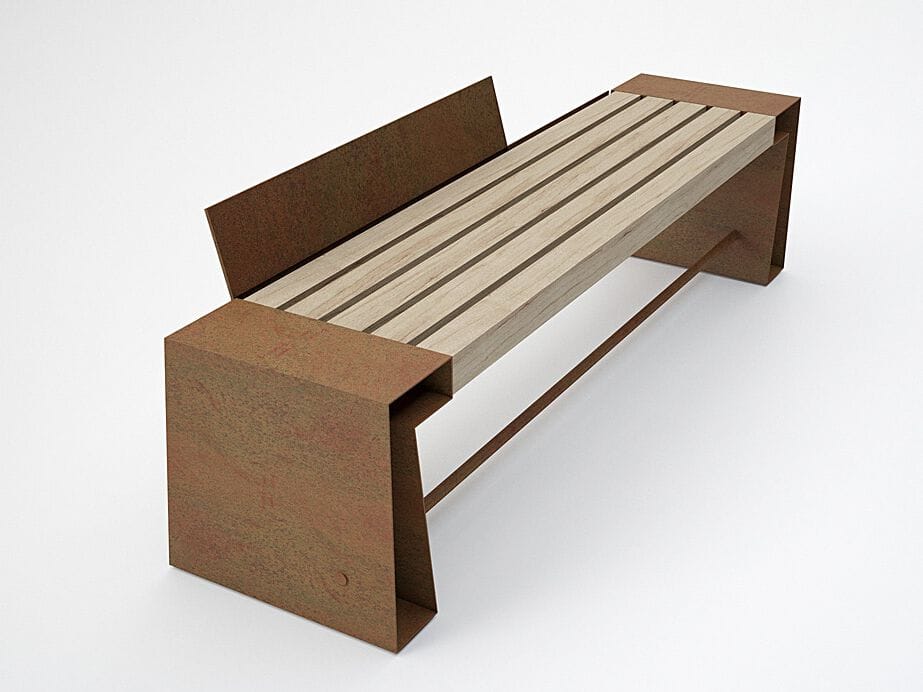 Стальная и деревянная скамья со спинкой CITYSì SEVEN ARCH-00143957