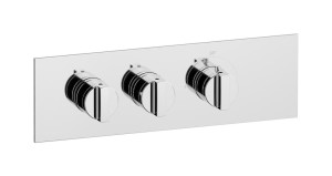 Комплект наружных частей термостата на 2 потребителей - горизонтальная прямоугольная панель с ручками Hey Joe WE ARE IB eua221ccnhj Chrome Aqua