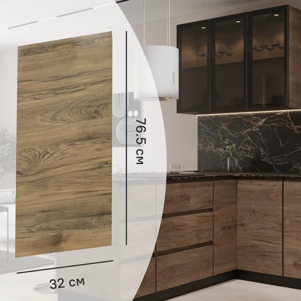 Фасад кухонного шкафа Токио 32x76.5 см KONSENSA ЛДСП цвет темное дерево Токио темное дерево STLM-2203920