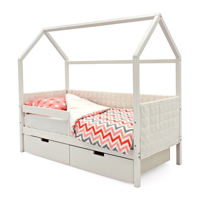 Детская кровать-домик мягкая белая Svogen БЕЛЬМАРКО  00-3873179 Белый Santreyd  - Вид №4