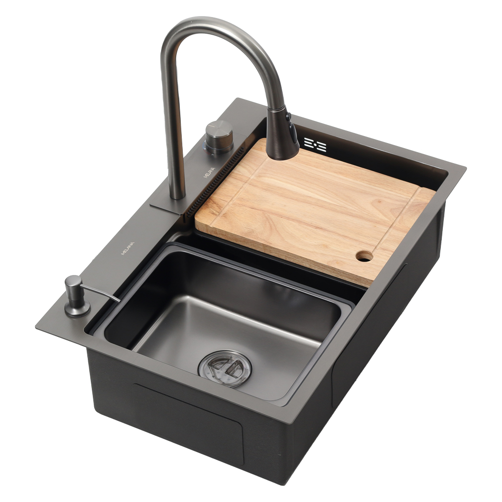 Мойка D6846B+6 MELANA ProfLine 3,0/215 ГРАФИТ врезная прямоугольная MLN-D6846B+6 D6846B+6 графит - Вид №4