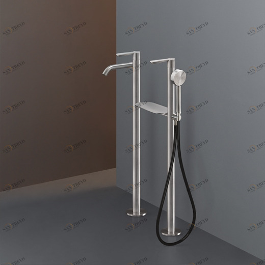 Свободно стоящий набор 2 смесителей для ванной H. 860 мм с круглый душ ручной диаметр 70 мм и многофункциональная полка  LTZ47 CEADESIGN 