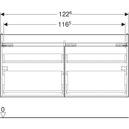 501.912.01.1 Шкафчик для двойной раковины Geberit Renova Plan, с двумя выдвижными ящиками и двумя внутренними выдвижными ящиками Geberit  - Вид №3