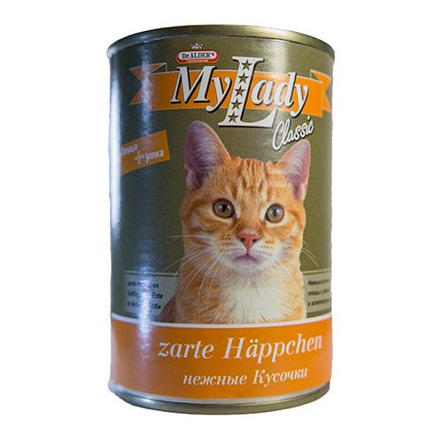 ПР0037895 Корм для кошек My Lady Classic кусочки в соусе, птица, утка конс. 415г Dr. ALDER`s 