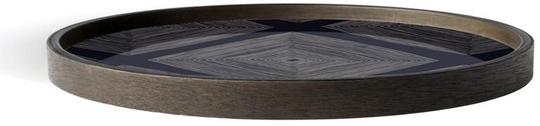 Ethnicraft Круглый поднос из дерева и стекла Linear flow 20922 - Вид №1