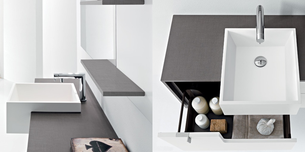 Комбинация ванной комнаты PV10 в отделке Prop 17 Milltek / L41 Bianco / 99 Juta MILLDUE PIVOT PIVOT10 - Вид №2