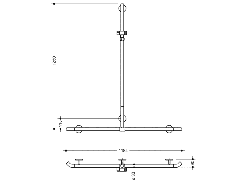 950.35.46051 Поручень для душа с выдвижным держателем для душа теплое прикосновение HEWI Greifen  - Вид №1