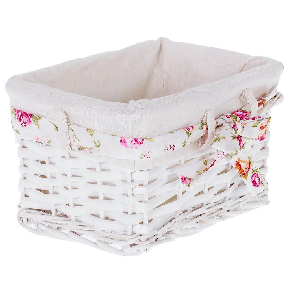 Корзина Ива с декоративным чехлом 25x14x17 см ротанг цвет белый STORIDEA STLM-2191760