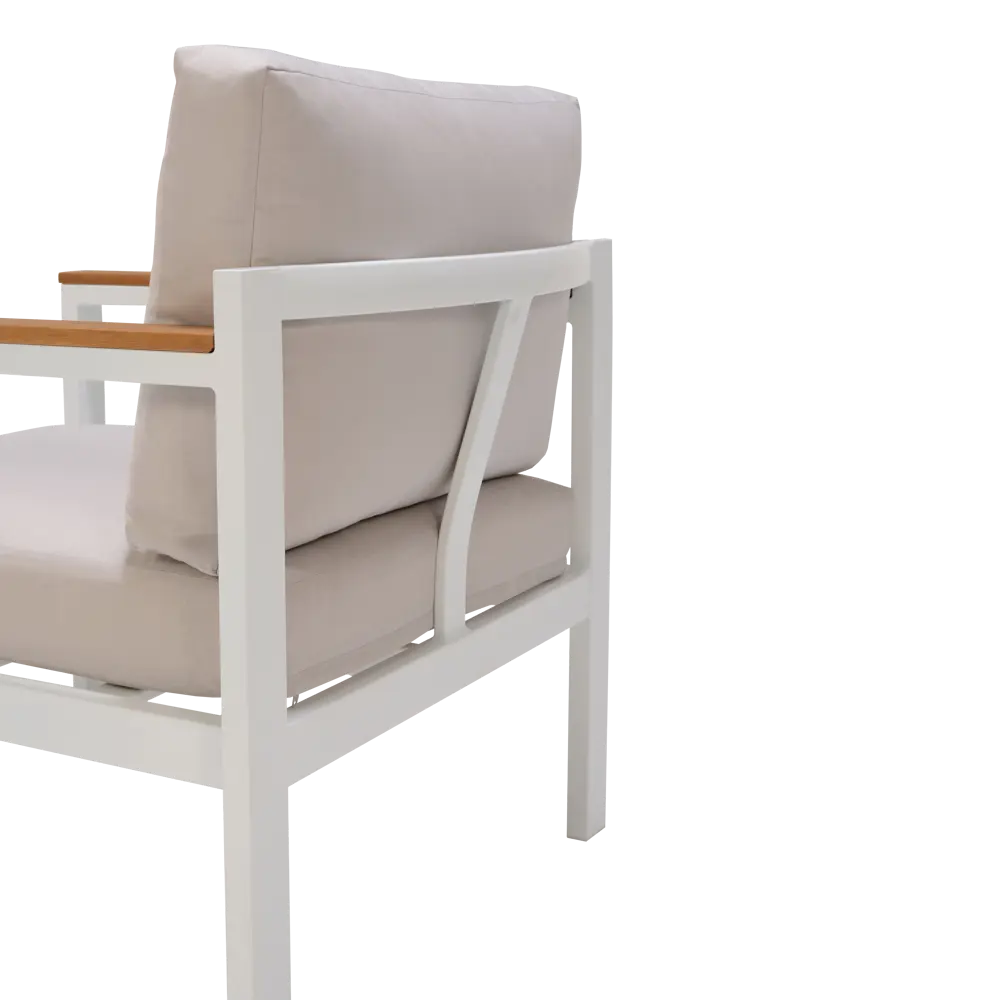 Набор садовой мебели Naterial Oris алюминий/полиэстер/дерево белый/бежевый: стол, диван и 2 кресла STLM-2115991 - Вид №12