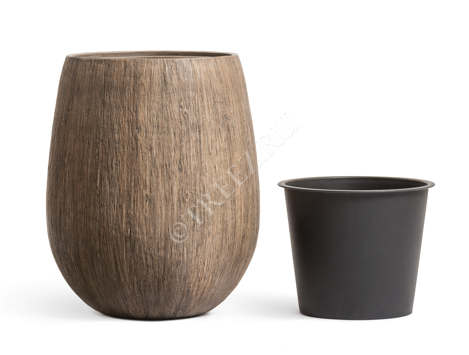 41.3321-03-051-WB-39 Кашпо  Effectory - серия Wood - Округлая чаша - Светлый дуб Цветочная коллекция  - Вид №3