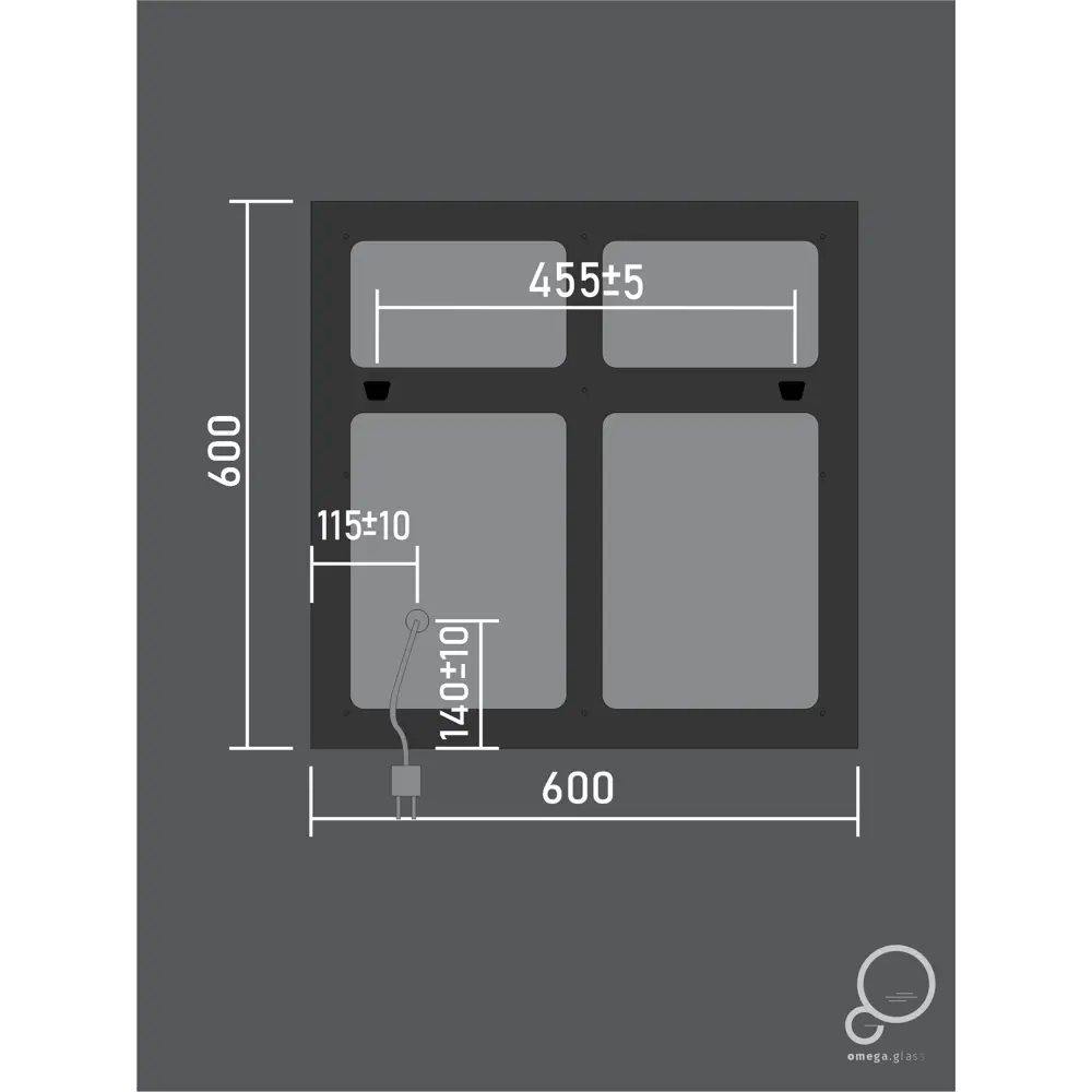 Зеркало для ванной Omega Glass Нант SD70 с подсветкой 60x60 см квадратное STLM-2192183 - Вид №7
