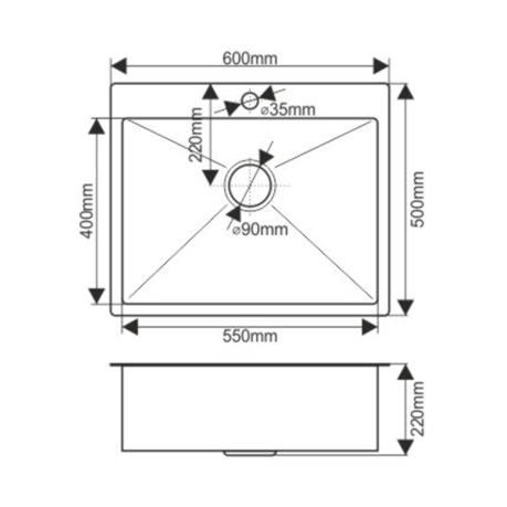 Мойка H6050G MELANA ProfLine 3,0/200 ЗОЛОТО врезная прямоугольная с коландером H6050G H6050G золото - Вид №2