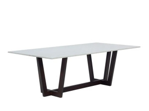 Прямоугольный стол со стальным основанием и кварцевым верхом