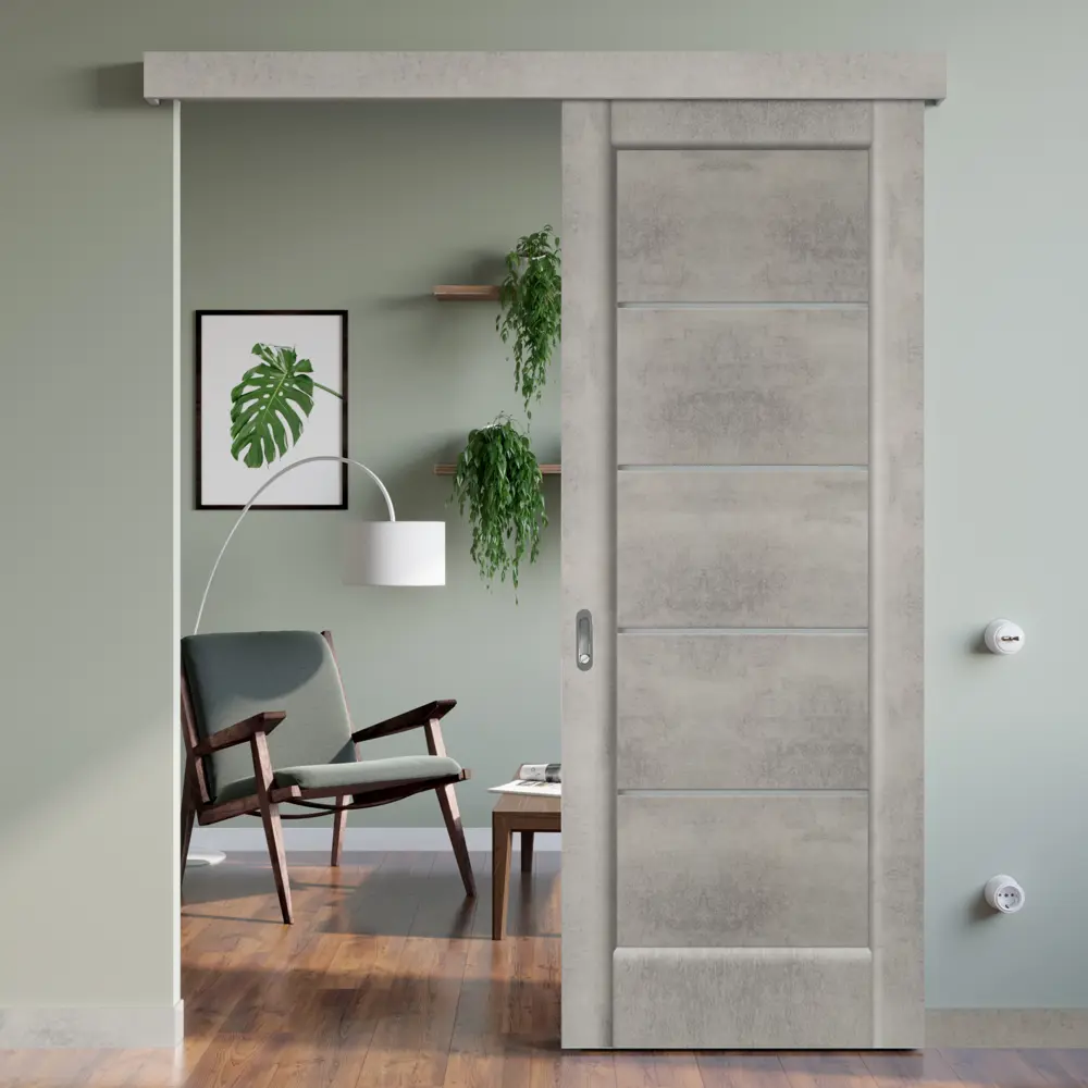 Комплект двери Сохо со стеклом 90x200 см ПВХ цвет лофт светлый без доборов VELLDORIS STLM-2202857 - Вид №1