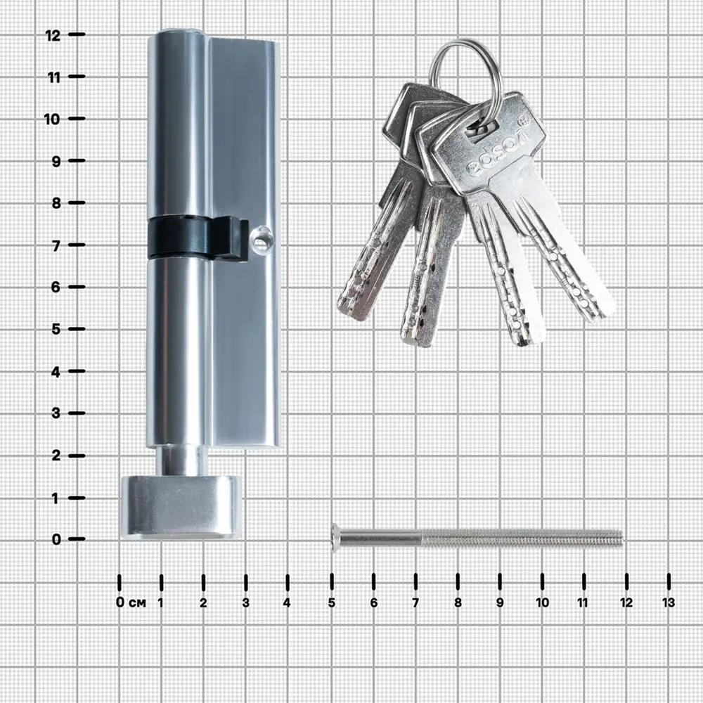 Цилиндр EDS-CYL 50x50 мм ключ/вертушка цвет хром EDSON STLM-2098110 - Вид №3