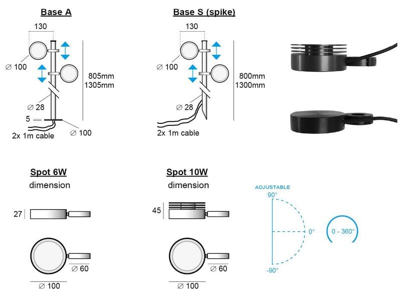 Анодированный алюминиевый поворотный напольный светильник BEL-LIGHTING Welex ARCH-00096141 - Вид №2