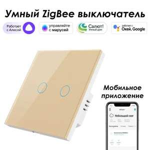 91608427 Умный выключатель сенсорный встраиваемый Roximo SZSEN01-2G 2 кнопки цвет золотой STLM-1374828