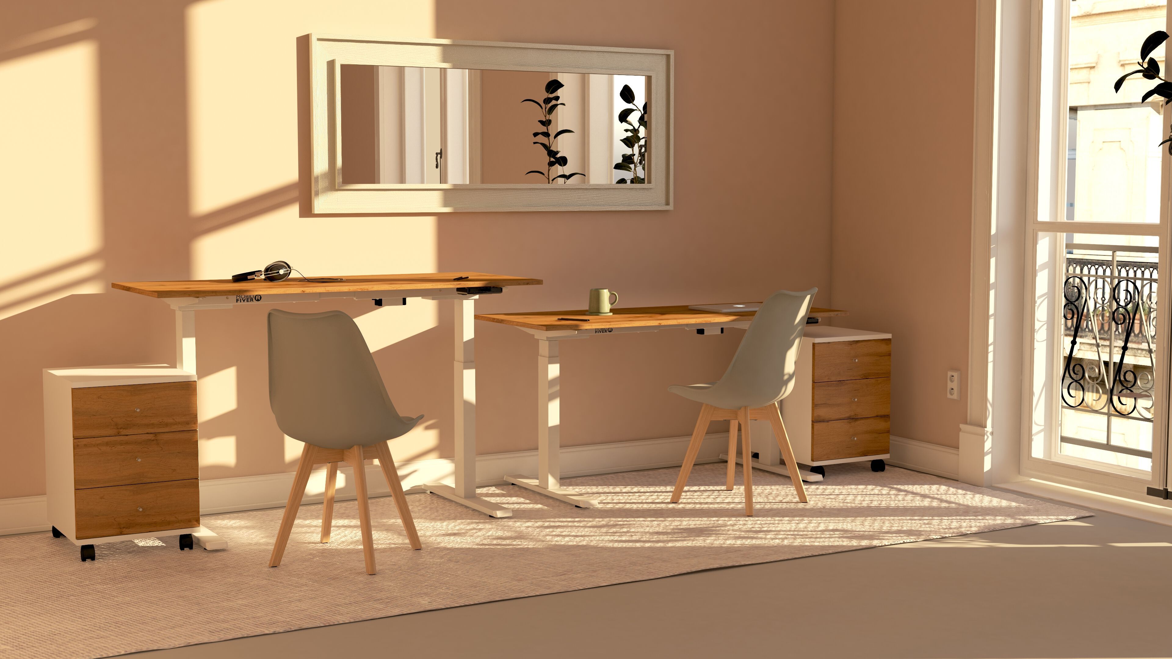 Прямоугольный стол с регулируемой высотой в меламине с электрическим движением Mobili Fiver Clara ARCH-00141252 - Вид №44