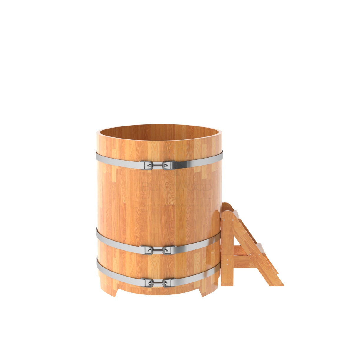 1512 Купель овальная из сращенных ламелей лиственницы 0,92х1,66х1,1 натуральная Alyarus  - Вид №2