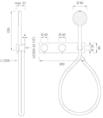 Настенный термостатический смеситель для ванны / душа Milo360 Mil 25h Santreyd - Вид №1